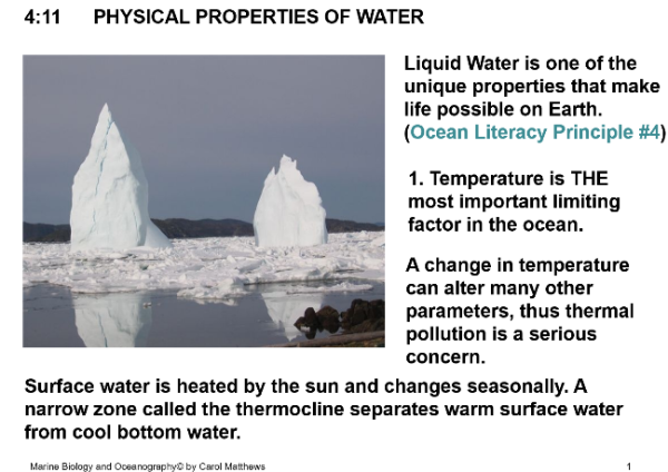 Chemistry of Water – Ocean/Marine Biology Unit 4