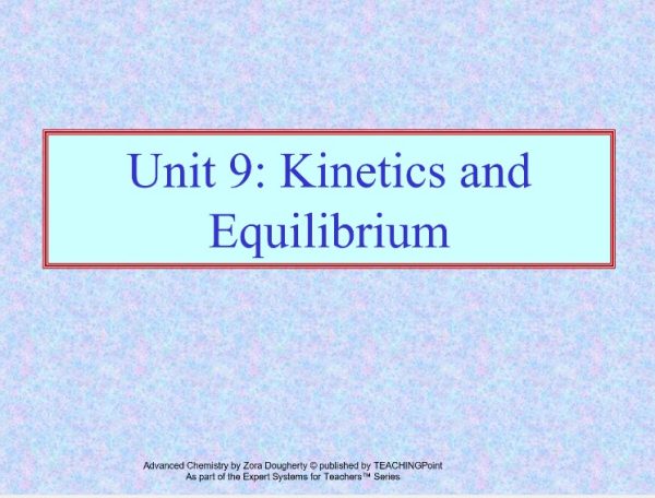 UNIT 9. KINETICS AND EQUILIBRIA $30 (Total days: 20, pages: 450):